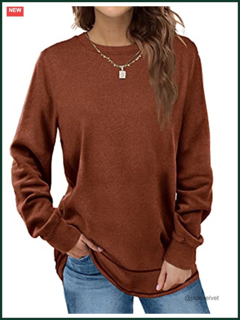 Dofaoo Women's Crewneck Long Sleeve Tunic Sweatshirt Soft Pullover